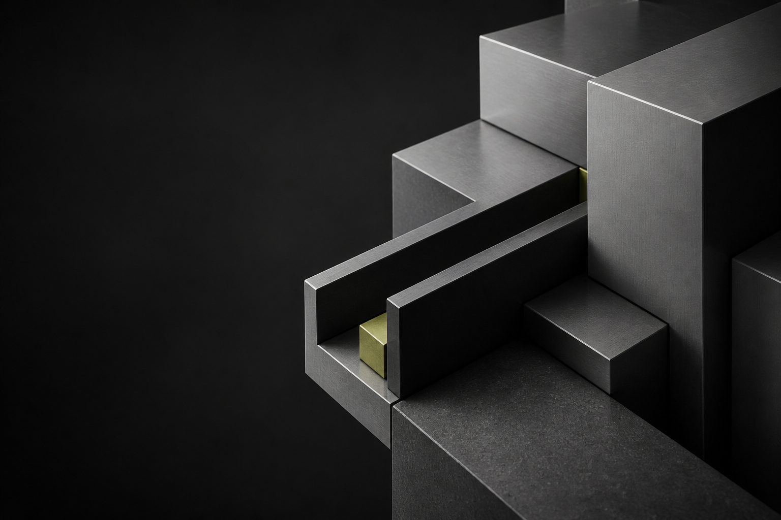 Interlocking graphite forms opening into a clear path.